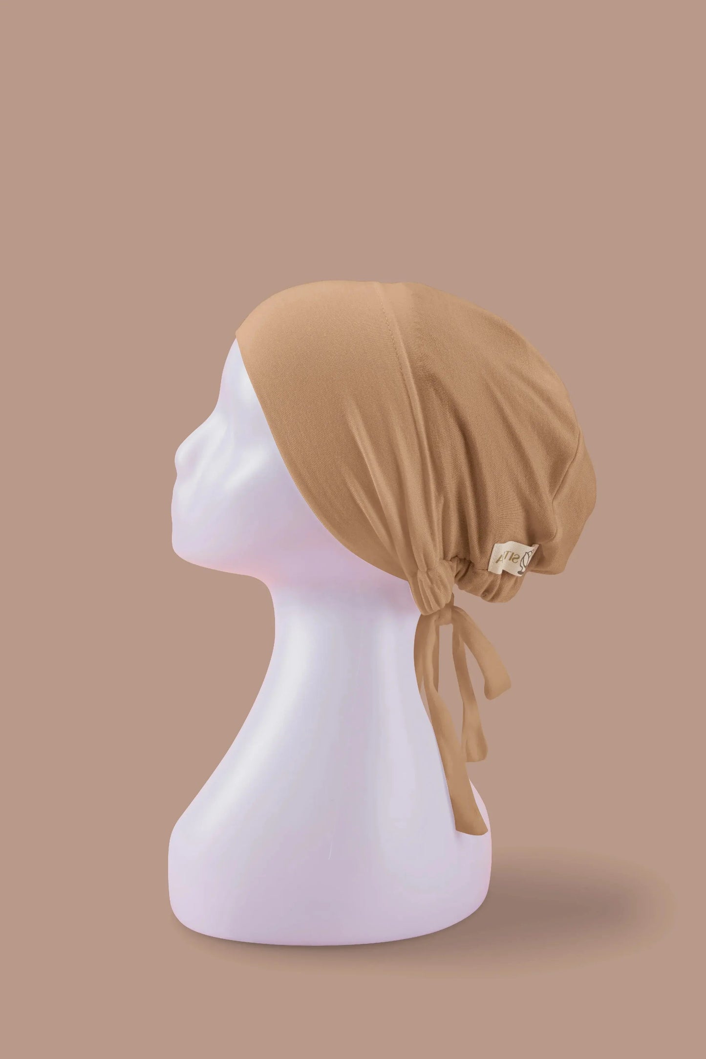 Sitra camel hijab cap, satin underlined undercap that keeps hair smooth and healthy