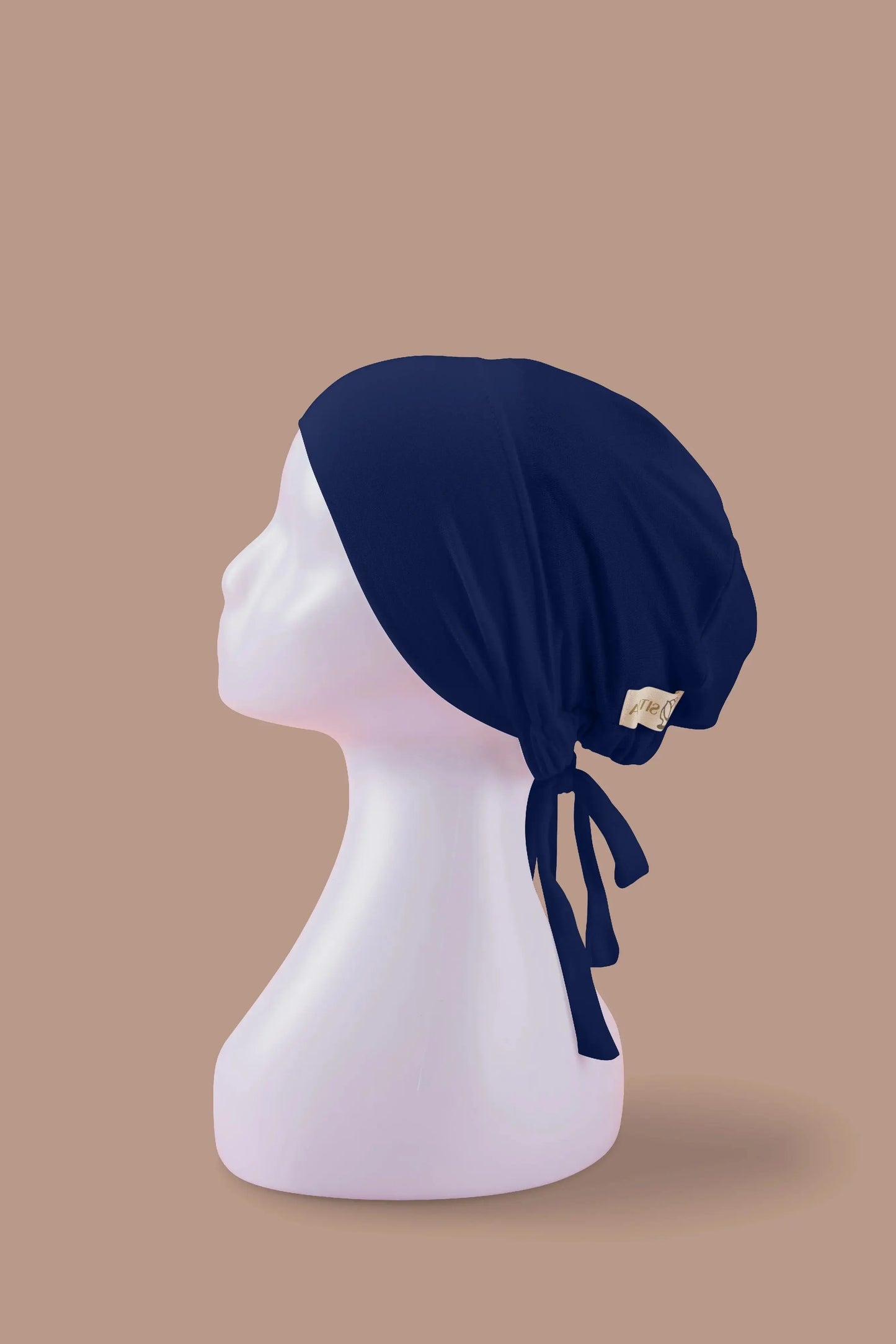 Sitra navy hijab bonnet, satin underscarf for hijab women seeking comfort and style