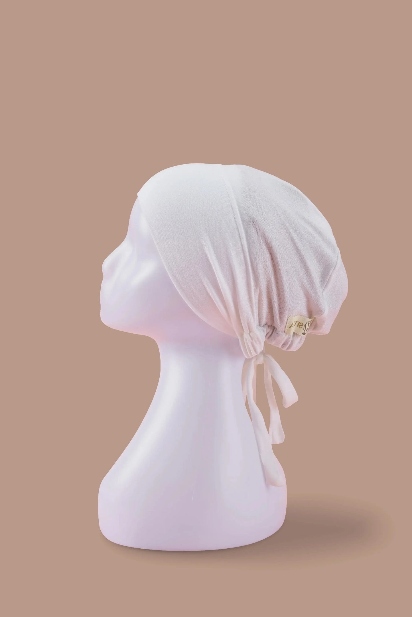 Sitra white hijab inner cap, satin lined breathable undercap for hair protection
